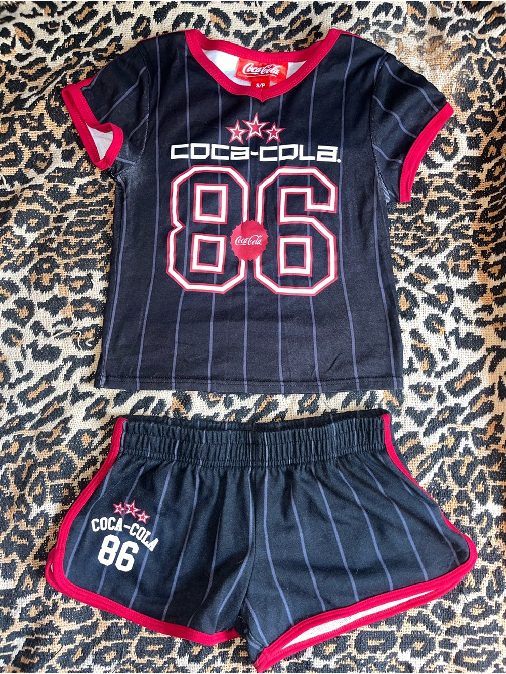 Coca Cola 
' Black & Red Number 86 Tee and Shorts Set